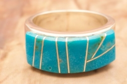Calvin Begay Genuine Kingman Turquoise Sterling Silver Ring